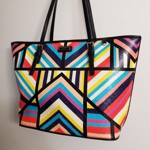 Nine West Mod Tote/ Purse bold colorful pattern print 16 w.x10.5 h